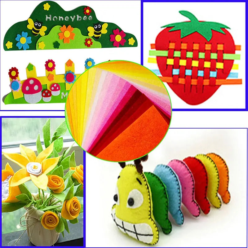 40/20/10Pcs Soft Felt Fabric Sheet Assorted Color Non-Woven Felt Patchwork Sewing Fabric Craft 10-30mm Square Nonwoven 1mm Thick