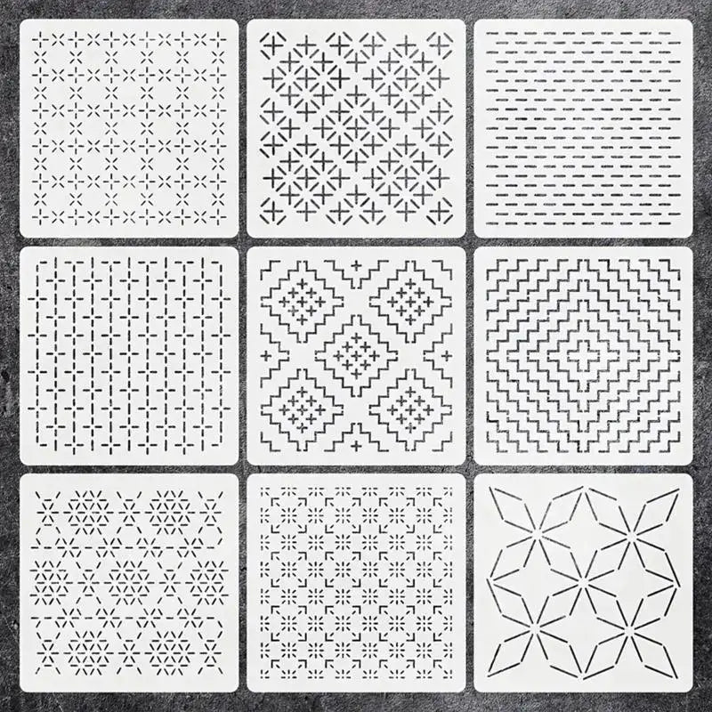 Sashiko Embroidery Stencil Kit Reusable Template Set for Handicraft Quilt Making DIY Sewing Patchwork Decoration Crafts