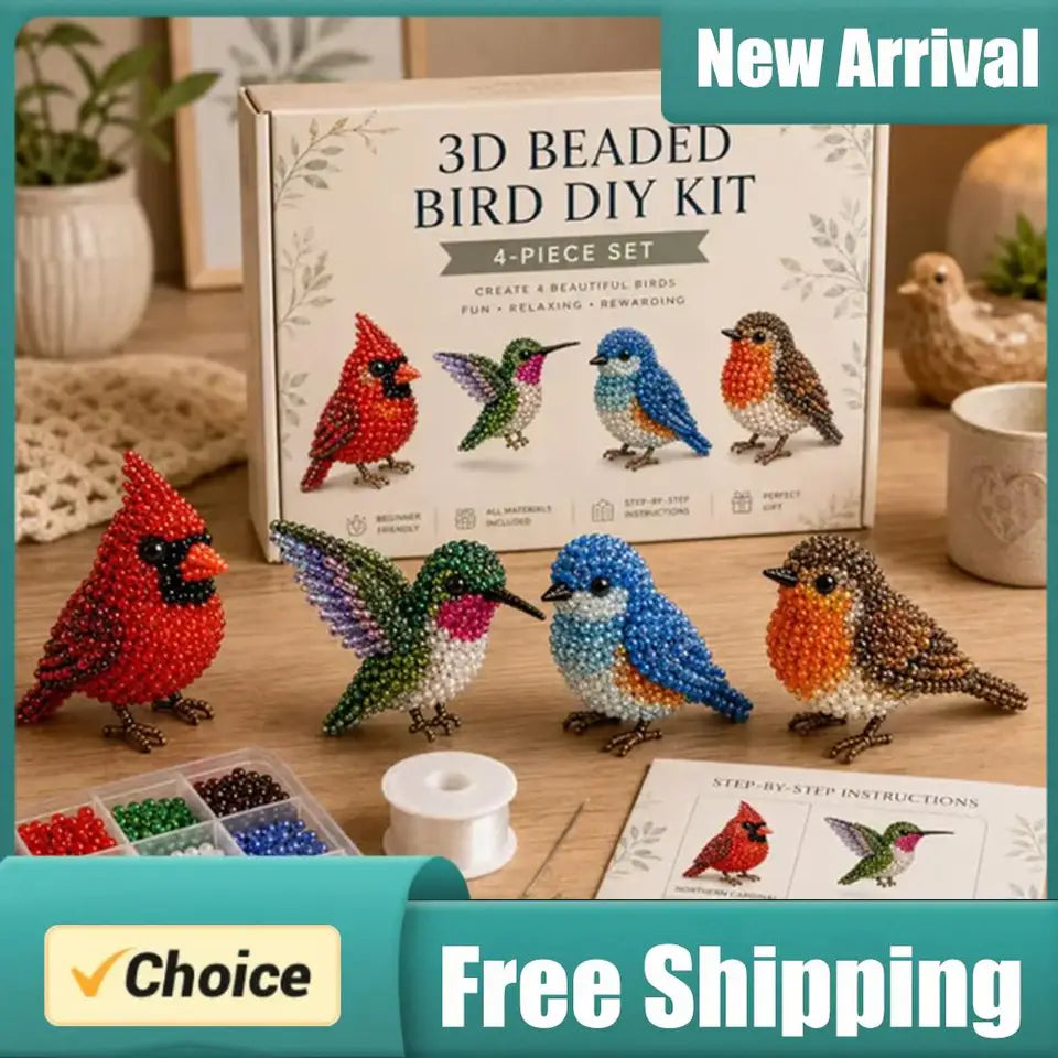 Cute Bird & Animal Beading Craft Set Bright Colors Vibrant Tube Beads Kit Home Decoration Jewelry Making Supplies for Adult