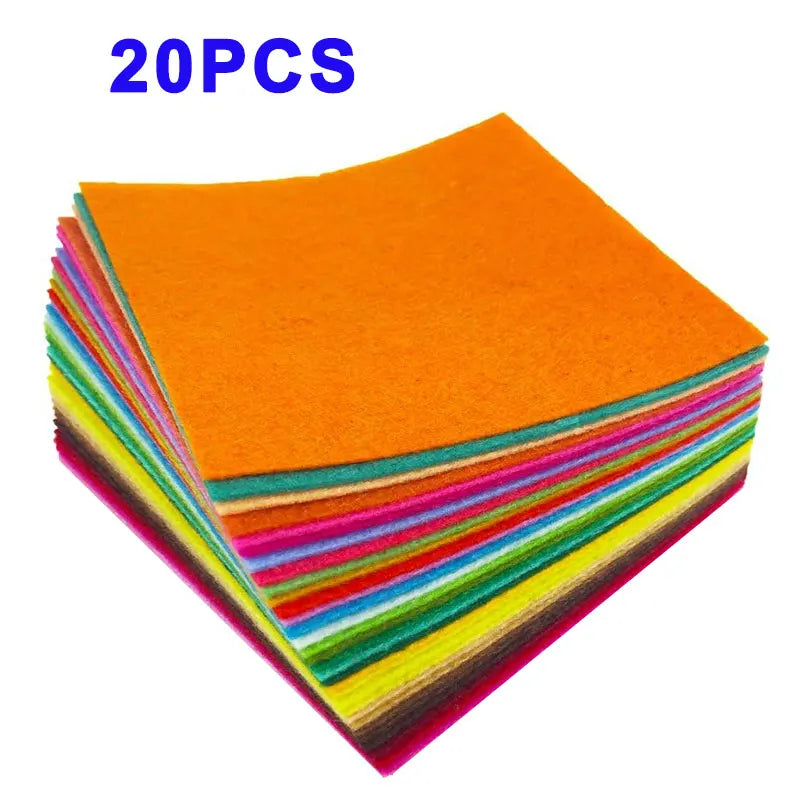 40/20/10Pcs Soft Felt Fabric Sheet Assorted Color Non-Woven Felt Patchwork Sewing Fabric Craft 10-30mm Square Nonwoven 1mm Thick