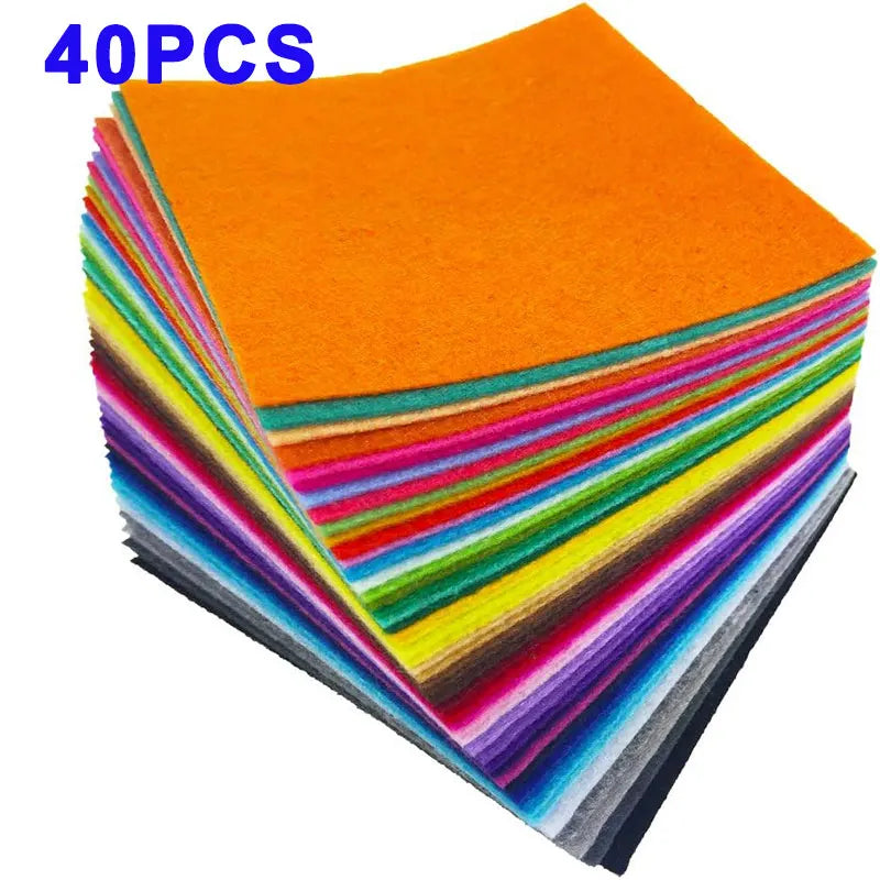 40/20/10Pcs Soft Felt Fabric Sheet Assorted Color Non-Woven Felt Patchwork Sewing Fabric Craft 10-30mm Square Nonwoven 1mm Thick