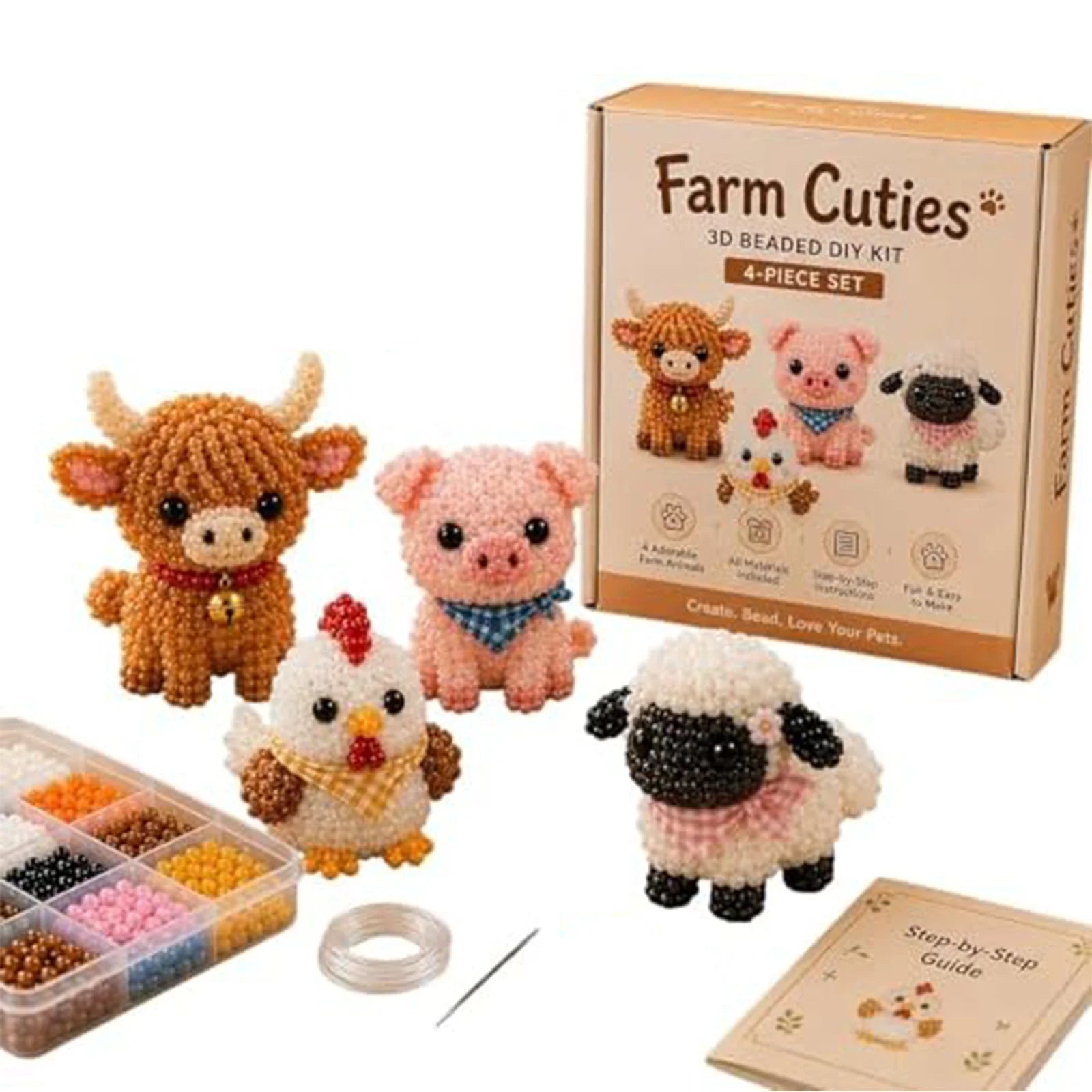 Cute Bird & Animal Beading Craft Set Bright Colors Vibrant Tube Beads Kit Home Decoration Jewelry Making Supplies for Adult