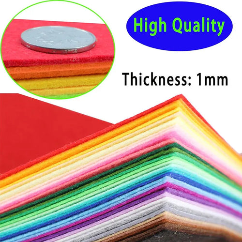 40/20/10Pcs Soft Felt Fabric Sheet Assorted Color Non-Woven Felt Patchwork Sewing Fabric Craft 10-30mm Square Nonwoven 1mm Thick