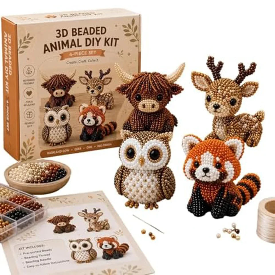 Cute Bird & Animal Beading Craft Set Bright Colors Vibrant Tube Beads Kit Home Decoration Jewelry Making Supplies for Adult